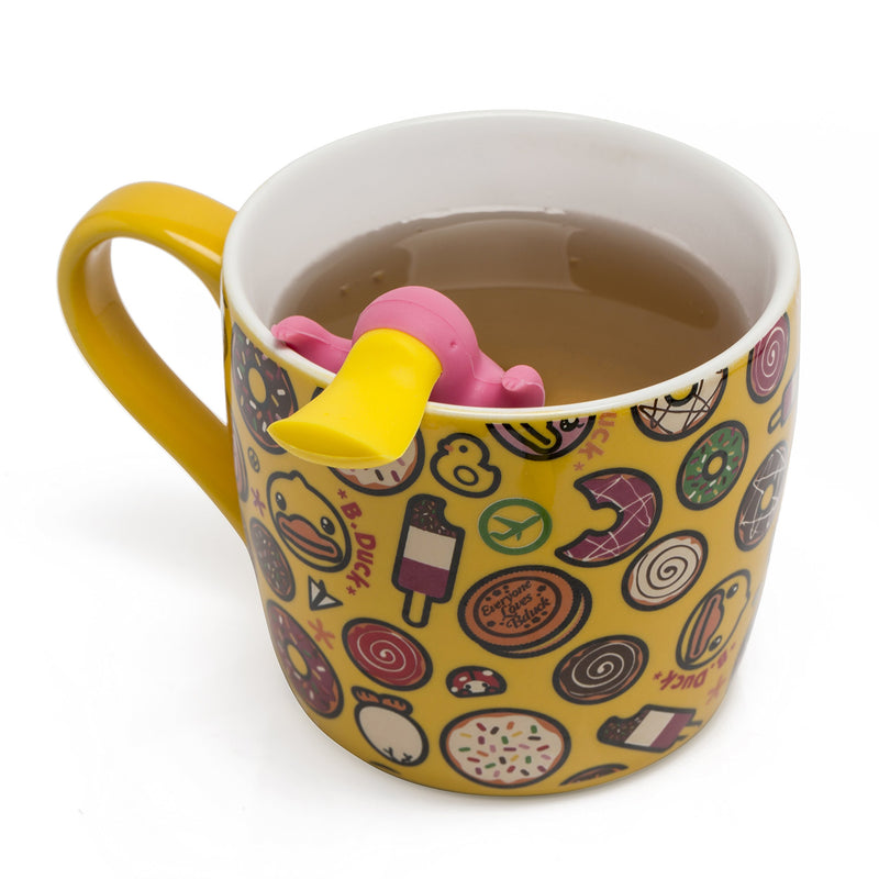 Tea Infuser Gift Set for Loose Leaf Tea, Cute Platypus Tea Strainer Pair in Lovely Gift Box, Ideal Couples Gift, Set of 2, Grey and Pink Pink and grey