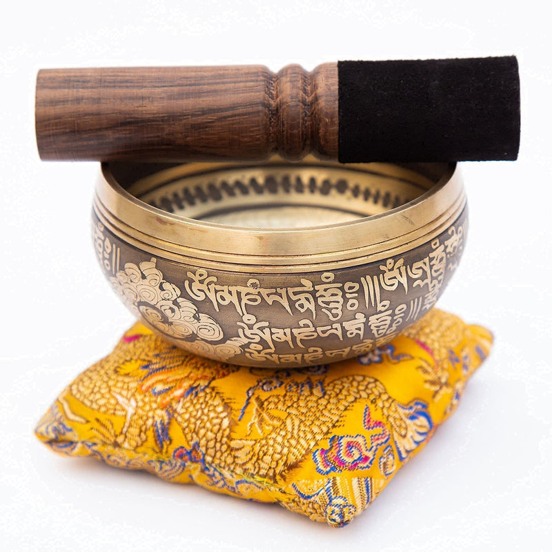 [AUSTRALIA] - Tibetan Singing Bowl Set - Easy To Play - 4 Inch Zen Mindfulness Sound Music Instruments For Meditation Holistic 7 Chakra Healing By Himalayan Bazaar 