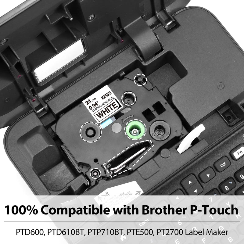 Label KINGDOM TZe-S251 24mm Extra Strength Adhesive Tape Replacement for Brother TZeS251 TZ Tape 24mm 0.94 Strong Adhesive Tape Black on White 1" for Brother P-Touch PTD600 PTP710BT PT2730, 3-Pack 24mm (1")