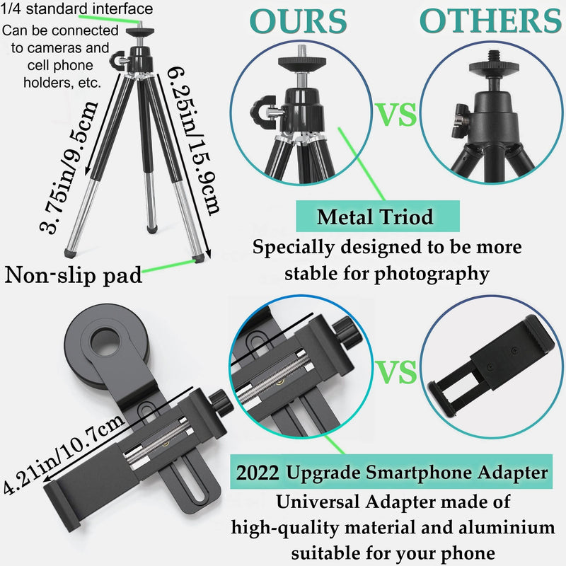 [AUSTRALIA] - Monocular Telescope 12X50 Outdoor Telescope with Smartphone Adapter for Stargazing, Birdwatching, Hunting, Dust-Proof, Waterproof HD Monocular for adults with Phone Holder and Metal Tripod By hd360pro 