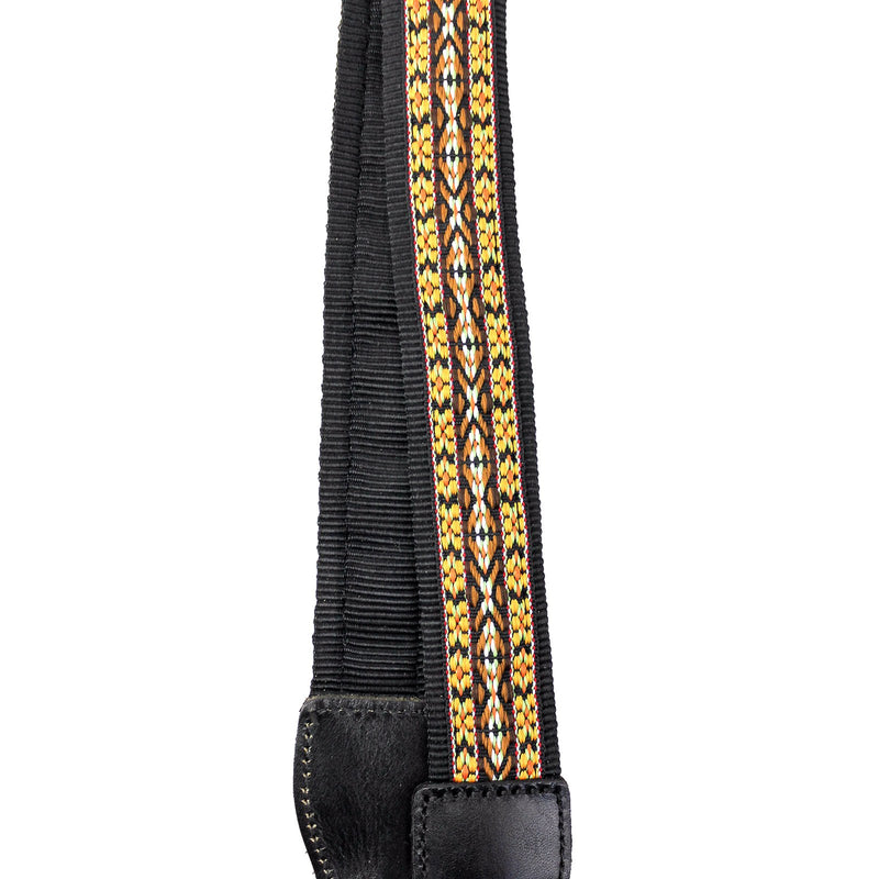 Walker & Williams UK-11 Gold & Yellow Woven Cotton & Nylon Adjustable Ukulele Strap for Any Size Uke