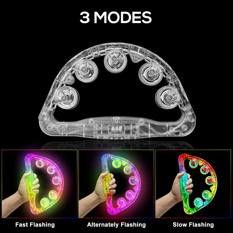 LED Tambourine, Light up Musical Flashing Tambourine [2 Pack]