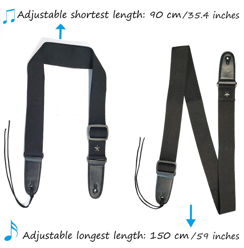 Adjustable Guitar Strap With Pick Holders For Electric Bass Guitar Shoulder Strap with Leather Ends Acoustic Guitars Strap for kids StarBlack