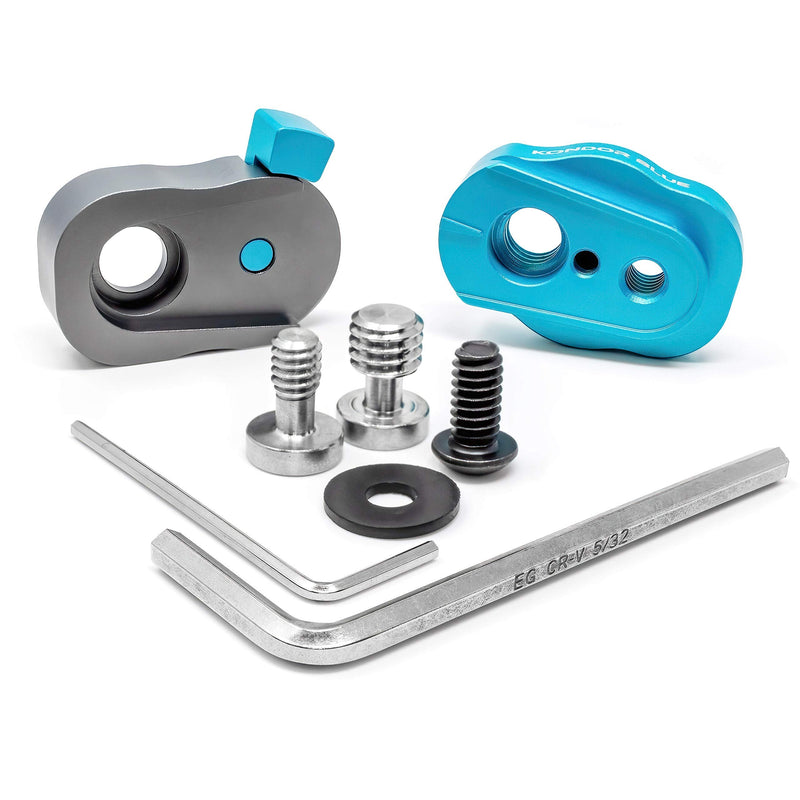 KONDOR BLUE Mini Quick Release Plate for Camera Tripod, Gimbal, Video Monitor, Magic Arm, Flash Bracket, Stabilizer | Arri 3/8" Mount and 1/4" Threads (Blue | Gray) Blue | Gray