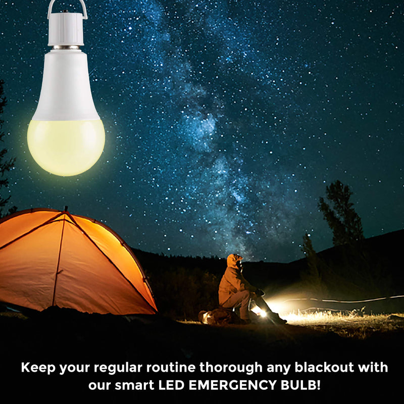 Ciata Lighting LED Smart Emergency Light Bulb with Rechargeable Battery Back-up - Intelligent Lighting, Lasts 3-4 Hours During Power Outage - Extra Hook for Camping, Outdoor (4 Pack)