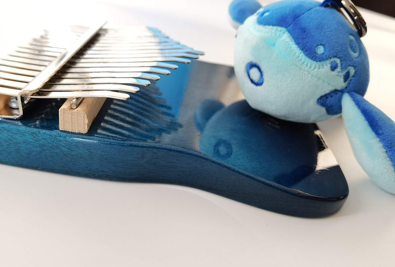 Kalimba Thumb Piano 17 keys, Bright Gradient Blue Mbira Finger Piano with Instruction and Delicate Art Bag, Gifts for Kids and Adults Beginners