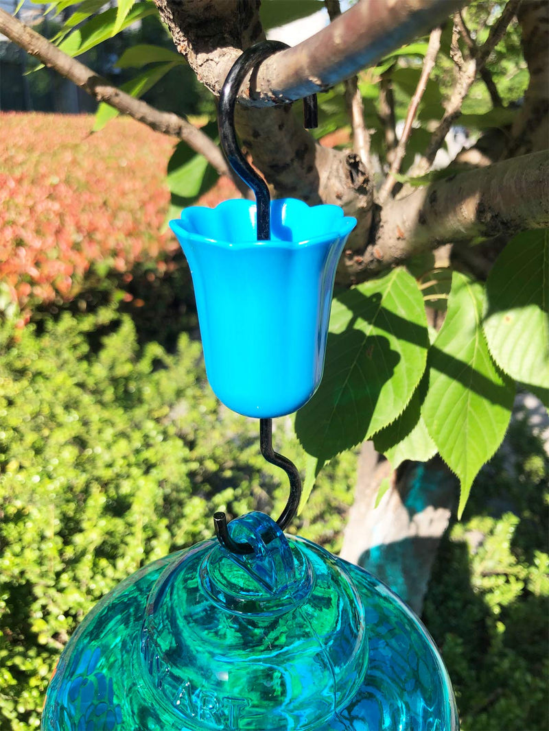 ShinyArt Flower Ant Moat for Hummingbird Feeder- 3 Blue Ant Moats and 3 Brushes, Authentic Trap Gets Rid of Ants Fast & 100% Safe and All Natural for Your Nectar Feeder