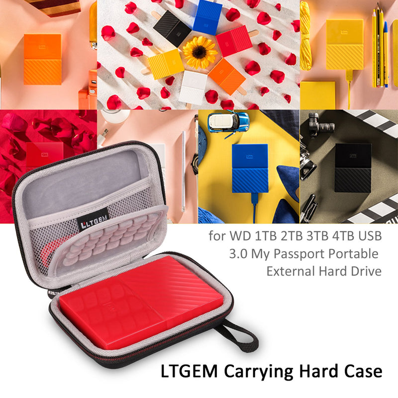 LTGEM EVA Hard Case Shockproof Carrying Bag for WD 1TB 2TB 3TB 4TB USB 3.0 My Passport Portable External Hard Drive