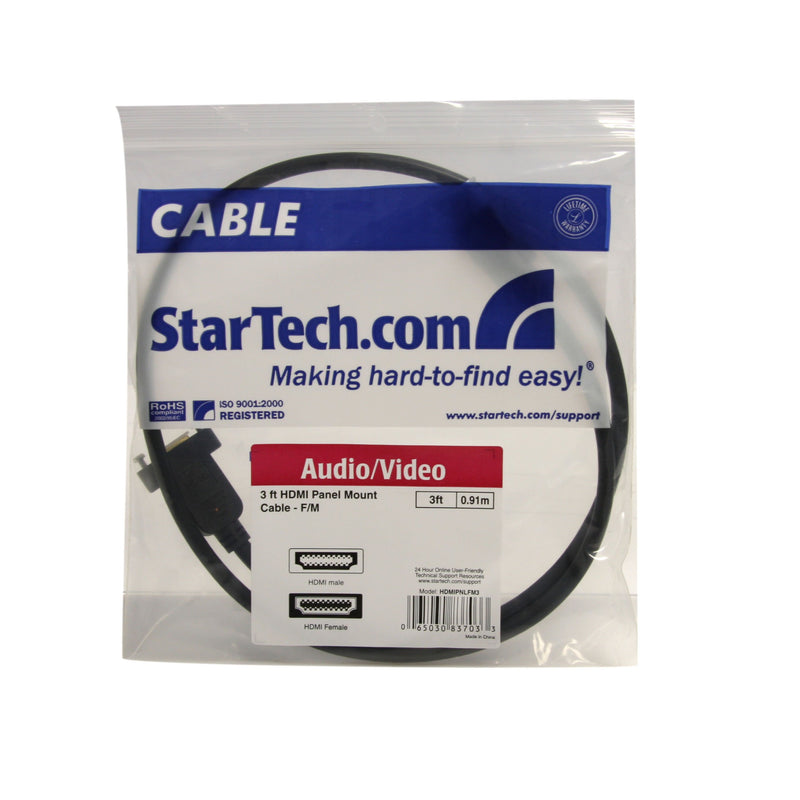 StarTech.com 3 ft. (0.9 m) HDMI Female to Male Adapter - Mounting - HDMI - HDMI Female to Male (HDMIPNLFM3)