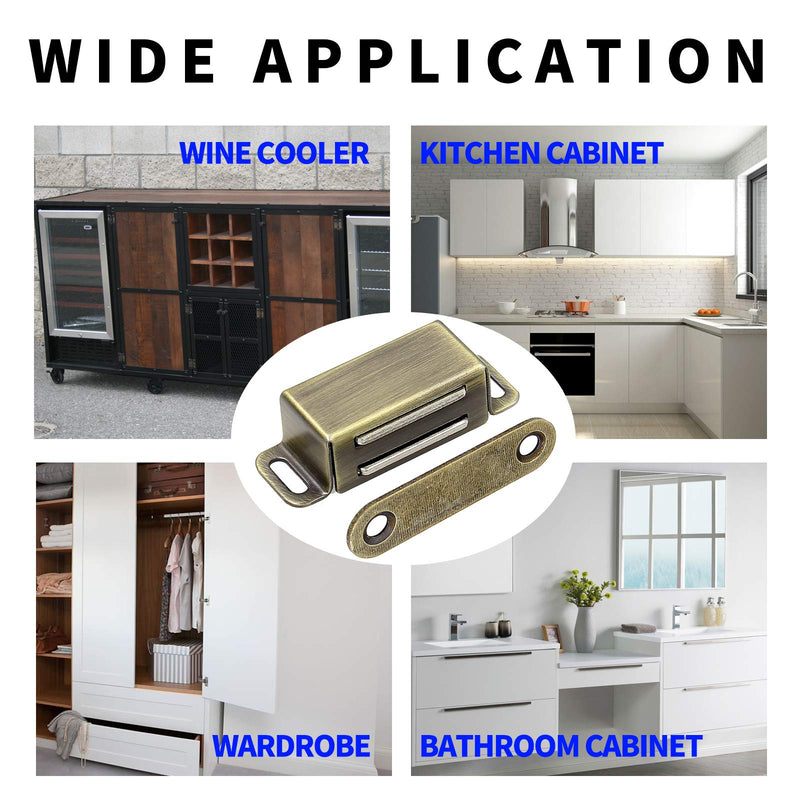 Jiozermi 4 Pack Magnetic Door Catch, Heavy Duty Magnetic Cabinet, Stainless Steel Magnet Latch for Cabinets Shutter, Closet & Furniture Door, Furniture Latch 10 lbs, Bronze 4 Pack, Metal