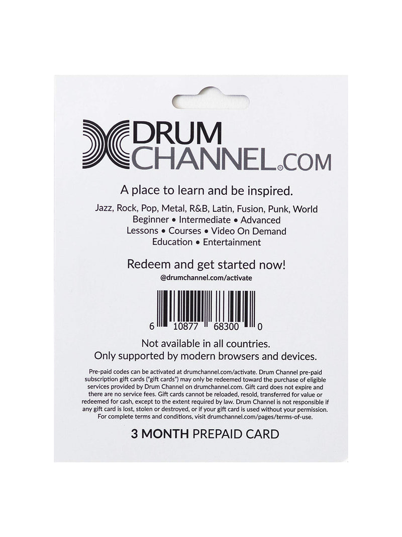 Drum Channel Prepaid Gift Card, 3 Months (DCPC3M)