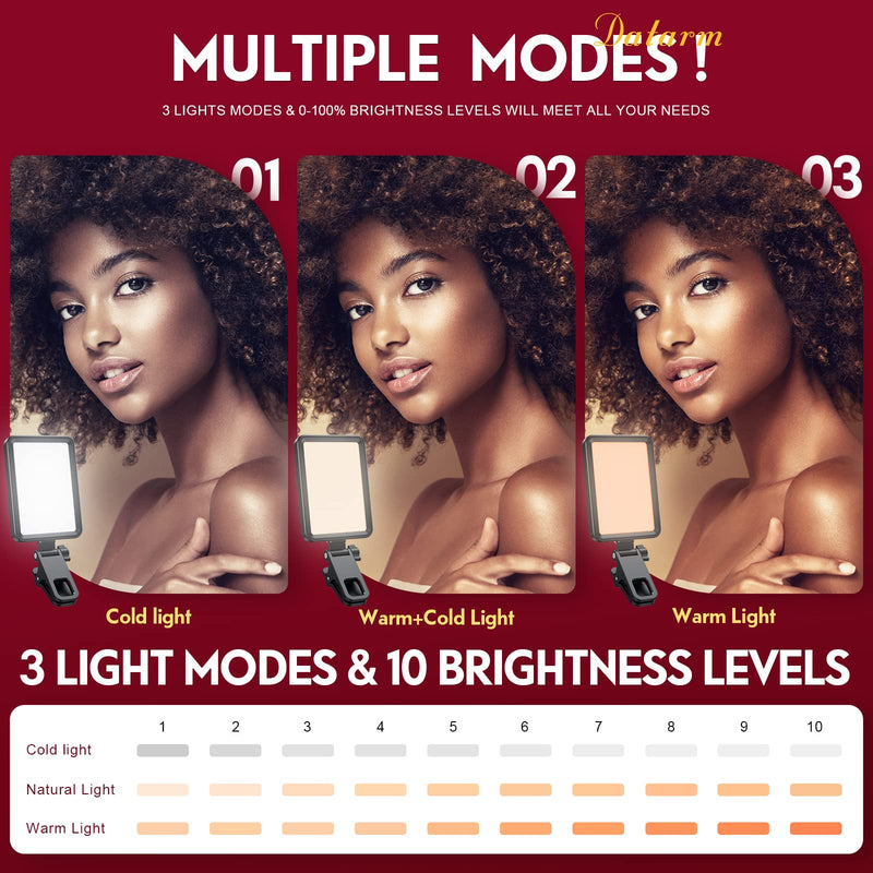 Rechargeable Soft Selfie Light for Phone, Camera, Laptop, 3000mAh Portable LED Light for Pictures, Phone Light Clip for Selfie, Vlog, TikTok, Makeup, Video Conference Black