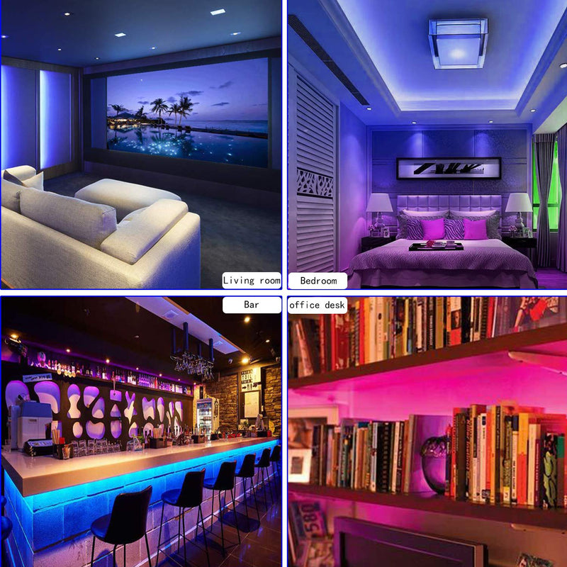 [AUSTRALIA] - 50Ft/15m LED Strip Lights, Color Changing RGB LED Light Strips with Remote, Music Sync Built-in Mic Bluetooth App Controlled 5050 LED Lights for Bedroom, Kitchen,2×25ft 