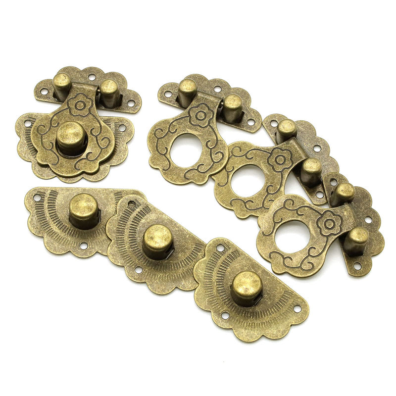20 Pieces Flower Buckle Lock Bronze Color Staple Latch Hasp for Drawer Cabinet Jewelry Wooden Case Lock Vintage Latch Hasp (Bronze)