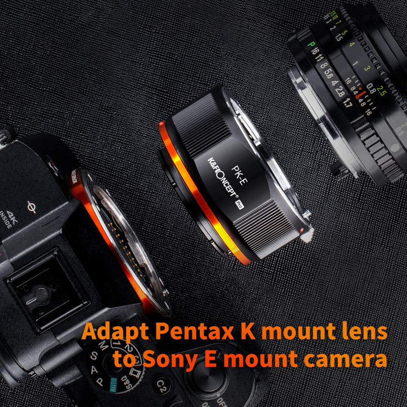 K&F Concept Lens Adapter for PK K Mount Lens to Sony NEX E-Mount with Matting Varnish Design, Compatible with Sony NEX-3 NEX-3C NEX-3N NEX-5 NEX-5C NEX-5N NEX-5R NEX-5T PK-NEX