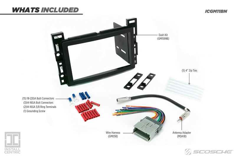 SCOSCHE Install Centric ICGM11BN Compatible with Select GM 2005-10 Double DIN Complete Basic Installation Solution for Installing an Aftermarket Stereo Complete Installation Kit