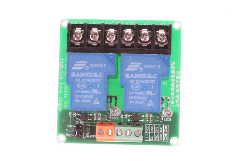 NOYITO 30A 2 Channel Relay Module High Low Level Trigger With Optocoupler Isolation Load DC 30V AC 250V 30A for PLC Automation Equipment Control Industrial Control (2 Channel 24V) 2-Channel 24V