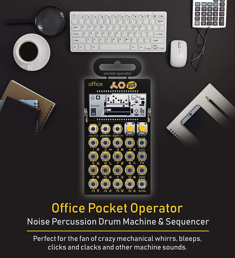Teenage Engineering Pocket Operator PO-24 Office Mini Synthesizer Bundle with Blucoil 3-Pack of 7" Audio Aux Cables, and 2 AAA Batteries