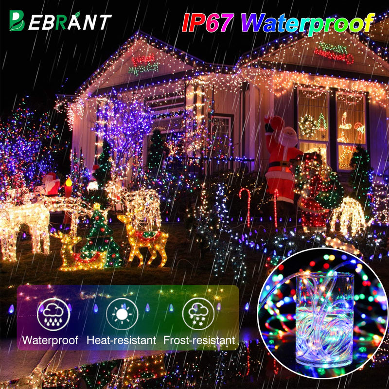 Upgraded LED String Lights Battery Operated Christmas Rope Light-40Ft 120 LEDs 8 Modes Outdoor Waterproof Fairy Lights Dimmable/Timer with Remote for Party Garden Decoration (Multi-Color) 1 Pack