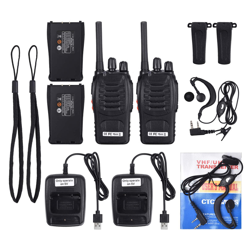 Neoteck 2 PCS FRS462MHz Walkie Talkies, Long Range 16 Channel 2 Way Rechargeable Radio Walky Talky with USB Charger Original Earpieces
