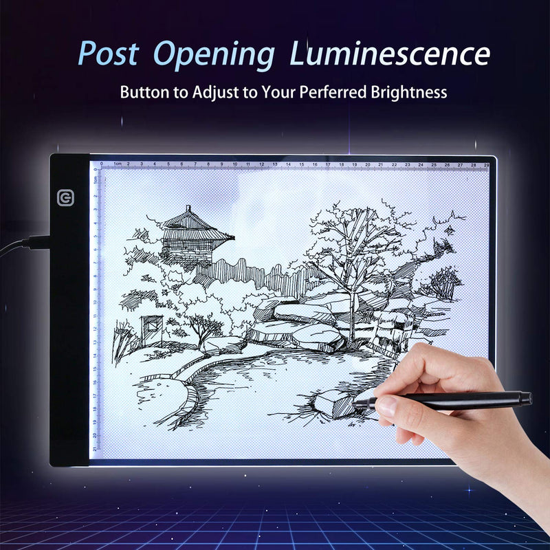 A4 LED Light Box,Trace Light Pad Drawing Adjustable Brightness Tracer, USB Power Ultra-Thin Portable Light Pad,Suitable for DIY 5D Diamond Drawing Sketch Pad, with LCD Drawing Board