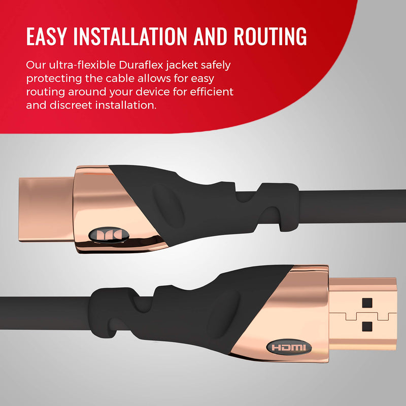 Monster HDMI Cable 4k Ultra HD 12ft with Ethernet Cord - 60/120 Hz Refresh Speed - 21Gbps High Definition 1080p Video - Corrosion-Resistant 24k Rose Gold Contacts and V-Grip Connection 12 FT Black