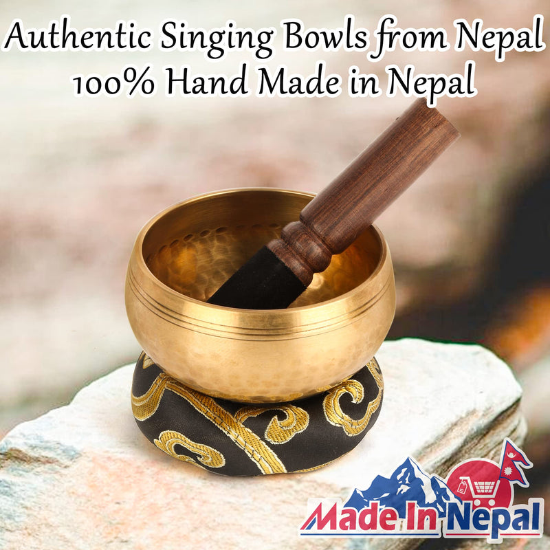 [AUSTRALIA] - Tibetan Singing Bowls Set-100% Handmade Sound Bowl Meditation Set for Meditation, Yoga, Chakra, Sound Healing, Perfect Christmas Gifts for Women (3.15" Classic Hammered) 3.15" Classic Hammered 
