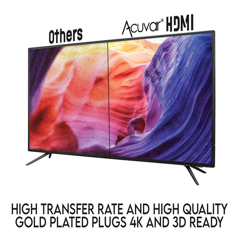 Acuvar Ultra High Speed 6 ft HDMI Cable Gold Plated 4K @ 60Hz, Ultra HD, 1080P & ARC Compatible with Laptop, Gaming PC, Monitor, PS5, PS4, Xbox X, One, Fire TV, Apple TV, ROKU, Soundbar & More 6 Feet