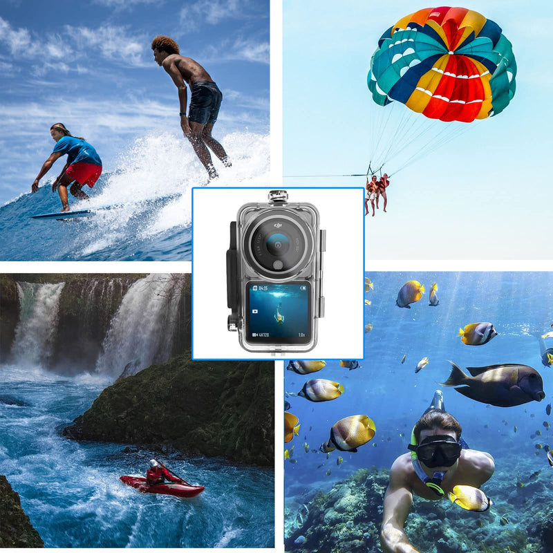 Waterproof Housing for DJI Action 2, Protective Case Diving Shell Accessories for Action2 Underwater Action Camera