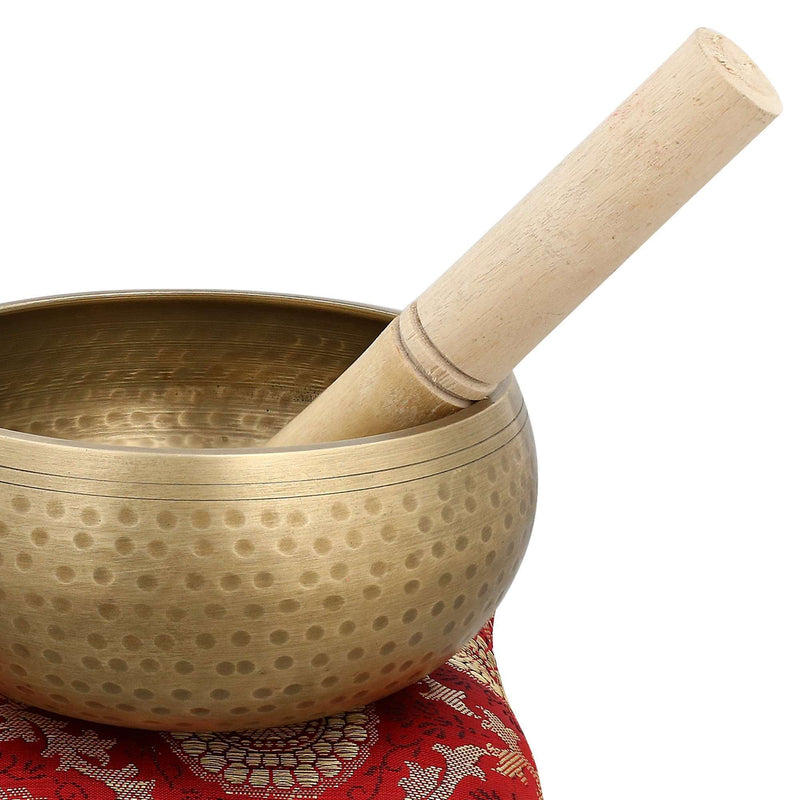 Tibetan Buddhist Large Singing Bowl with Cushion from India for Meditation Sound Healing Prayer Percussion Musical Instrument 5 Inch