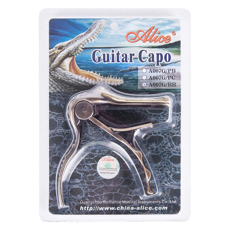 Alice Alligator Capo for Acoustic Guitar Aluminum Alloy Bronze Color Guitar Capo
