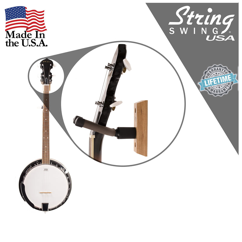 Banjo Hanger Wooden Wall Holder Cherry Hardwood String Swing CC01B-C