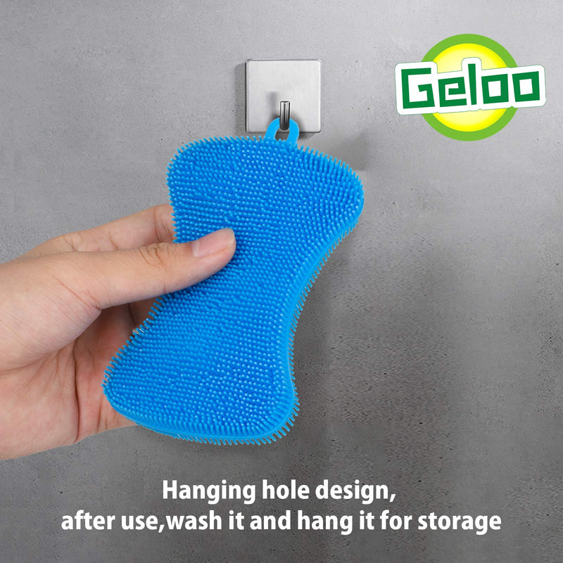 Silicone Sponge Dish Sponges, Multipurpose Better Scrubber Dish Washing Smart Kitchen Gadgets Brush Accessories, Sponges Kitchen Double Sided Cleaning Scrubber Blue+grey+green