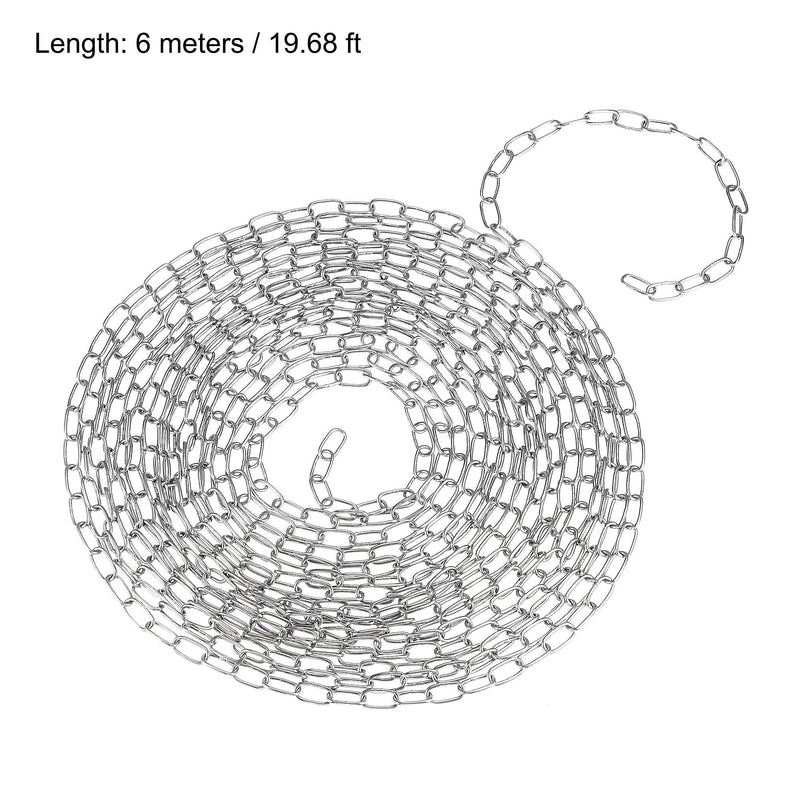 uxcell Proof Coil Chain 6 Meter 1.2mm Thick 17Lbs Load Capacity, Zinc Plated 304 Stainless Steel for Clothes Hanging Guardrail