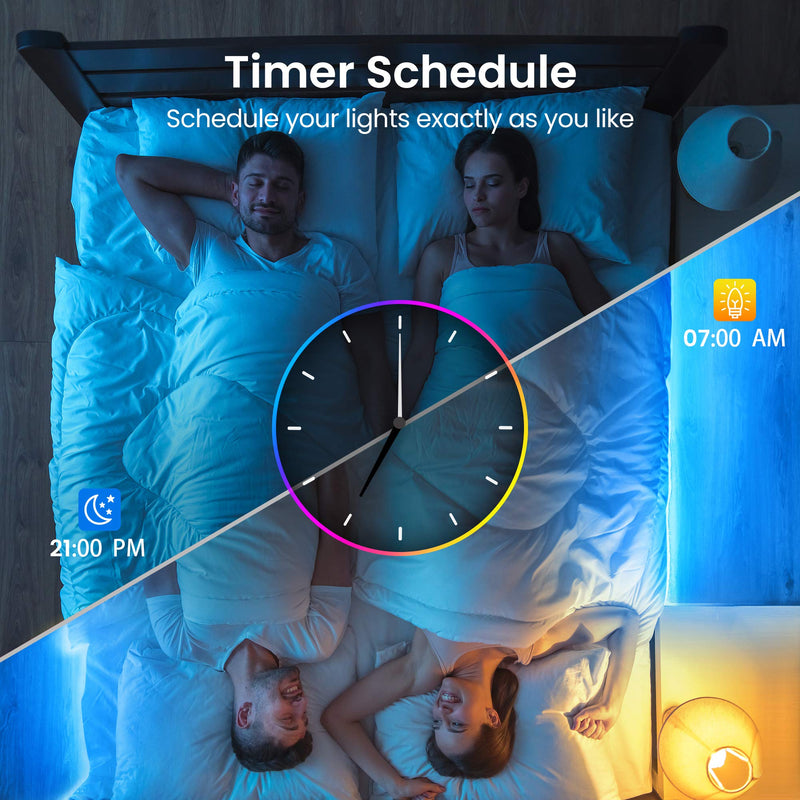 100ft Bluetooth LED Strip Lights, SMD5050 Music Sync LED Lights Strip, RGB Color Changing LED Lights with Remote,Smart Phone APP Control, LED Lights for Bedroom,TV,Room DIY (APP+Remote +Mic/50ftx2) 100 ft