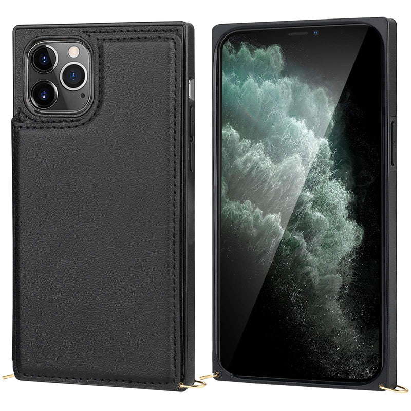 Bocasal Crossbody Wallet Case for iPhone 11 Pro Credit Card Holder PU Leather Kickstand Shockproof Detachable Cross Body Strap Lanyard Magnetic Closure 5.8 inch(Black) Black For iPhone 11 Pro 5.8 inch display