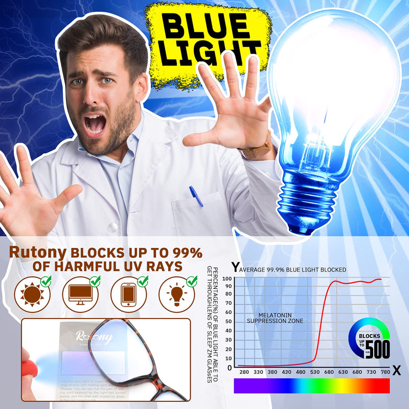 Rutony 3 Pack Blue Light Blocking Glasses Women Men, Computer Gaming Blocker Filter Screen UV Ray, Anti Eye Strain Lens Light Black & Tortoise & Clear