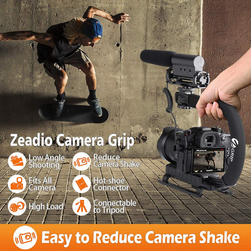 Zeadio Video Action Stabilizing Handle Grip Handheld Stabilizer with Hot-Shoe Mount for Canon Nikon Sony Panasonic Pentax Olympus DSLR Camera Camcorder 1. Standard Version