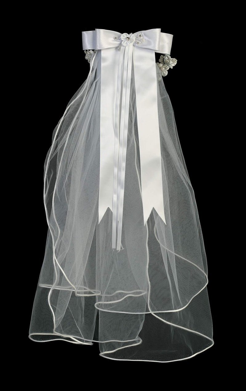[AUSTRALIA] - Swea Pea & Lilli Girls First Communion Veil - White Holy 1st Communion Headpiece with Comb and Flowers 