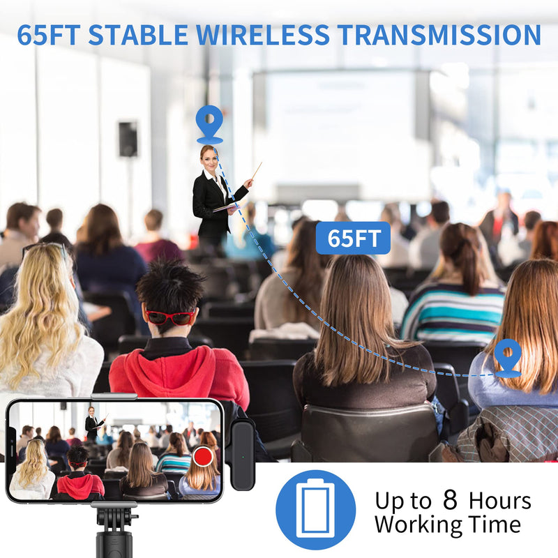 [AUSTRALIA] - 2 Pack Professional Wireless Lavalier Microphone for Android, iPhone iPad with Adapter Included Noise Reduction Plug-Play Clip on Lapel Mic for Youtube, Recording, Vlog, Facebook Live Streaming 