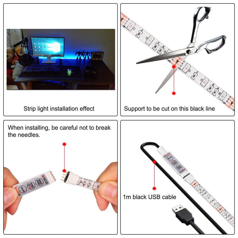 [AUSTRALIA] - Led Light Strips Sunsbell USB Powered LED Rope Lights Waterproof Flexible SMD 5050 LED Strip Lights (200cm/6.56 ft, RGB) 200cm/6.56 ft Rgb (Red, Green, Blue) 