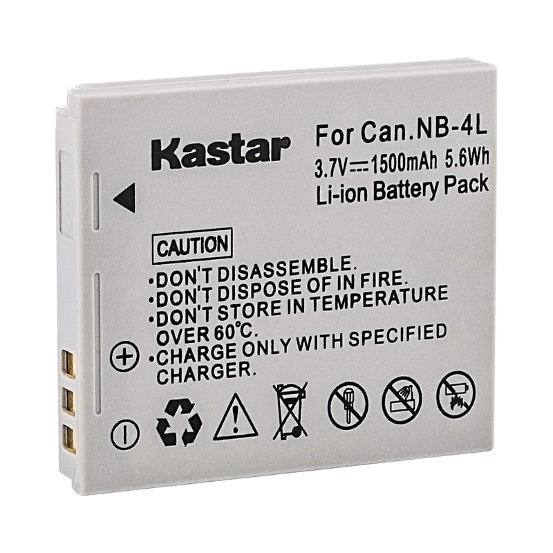 Kastar Battery (3-Pack) and Charger Kit Replacement for NB-4L, CB-2LV and PowerShot SD1000 SD1100IS SD1400IS SD200 SD30 SD300 SD400 SD430 SD600