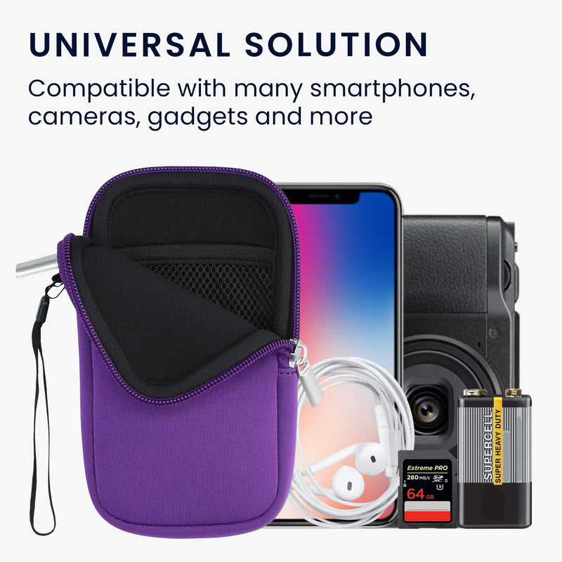 kwmobile Neoprene Phone Pouch Size XL - 6.7/6.8" - Universal Cell Sleeve Mobile Bag with Zipper, Wrist Strap - Violet XL - 6,7/6,8"