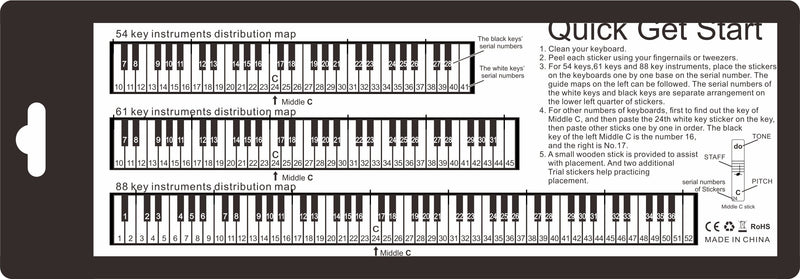 Piano Stickers Black&White with Italian solfeggio(Solfege) syllables for Keyboard Piano Keys Removable Clear for 49/61/76/88 Keyboards perfect piano learning tool gift for kids and beginner