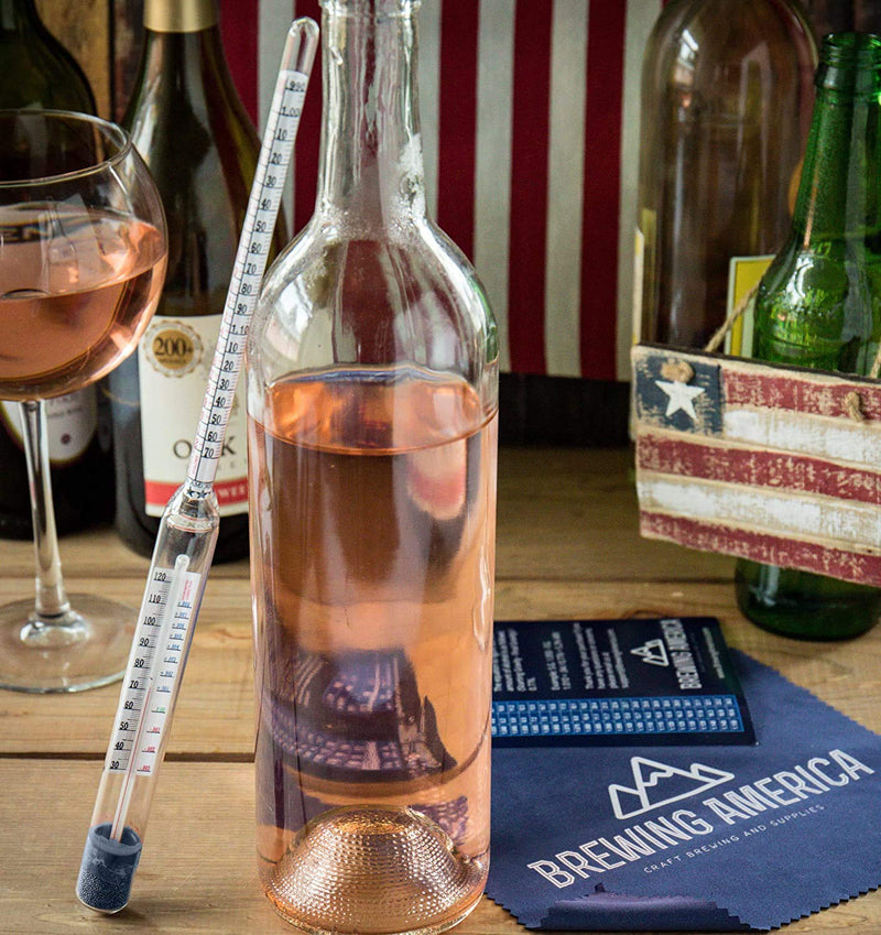 Thermo-Hydrometer ABV Tester Triple Scale for Beer/Wine - Pro Series American-Made Specific Gravity Hydrometer with Thermometer Temperature Correction, N.I.S.T Traceable (KIT)
