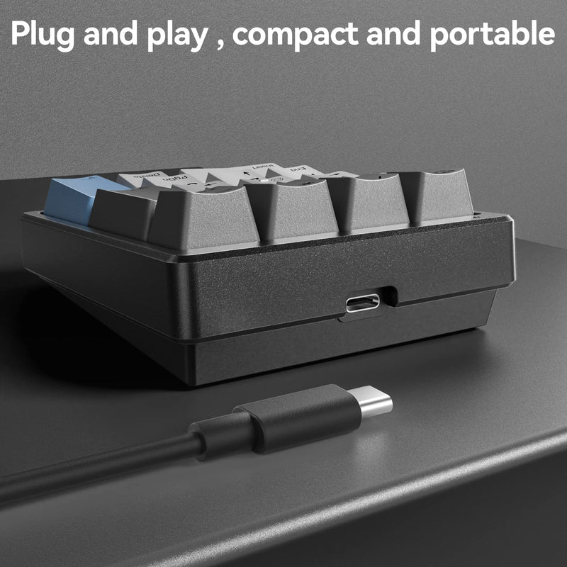 Kisnt Number Pad, Mechanical Numpad Wired USB 17 Keys Numeric Keypad with PBT Keycaps White Backlit Keypad for Laptop PC TKL Keyboards (Brown Switch)