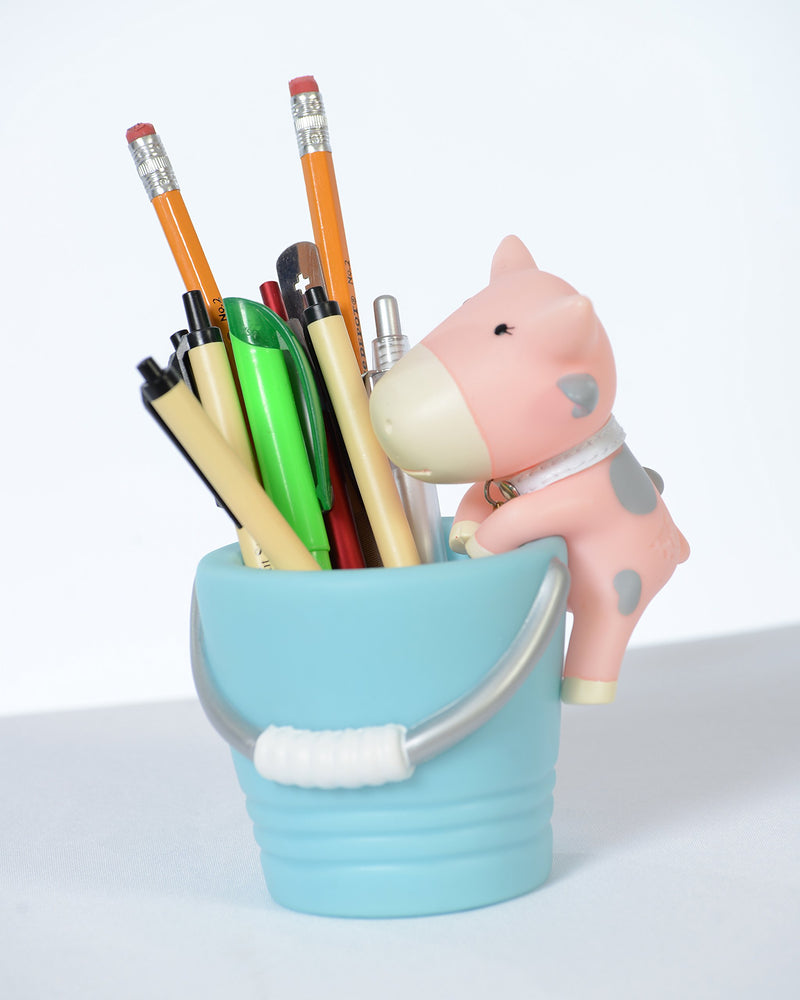 BuBu Pen & Pencil Holder / Desk Organizer (Gray, Pink)
