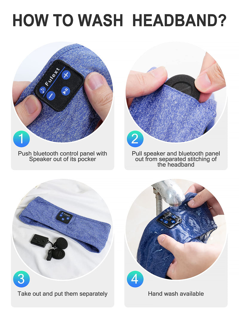 Fulext Sleep Headphones Bluetooth Headband,Sleeping Headphones Sports Headband Headphones, Long Time Play Sleeping Headsets with Built in Speakers Perfect for Workout,Running,Yoga Blue&Blue