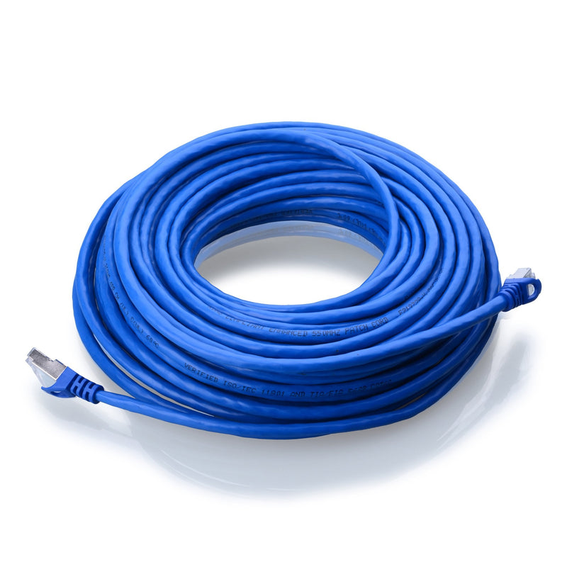 Cable Matters 10Gbps Snagless Long Shielded Cat6A Ethernet Cable 75 ft (SSTP, SFTP Shielded Ethernet Cable, Shielded Cat6 Cable, Cat 6 Shielded Network Cable) in Blue