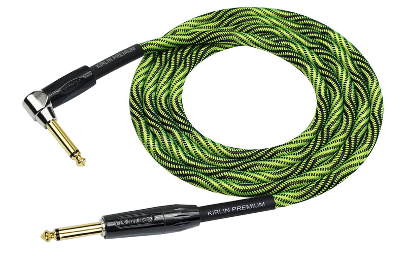 [AUSTRALIA] - KIRLIN Cable IWB Instrument Cable, 1/4-Inch Right Angle to Straight, Black Green Wave, 10FT (IWB-202 BFGL-10/WBG) 